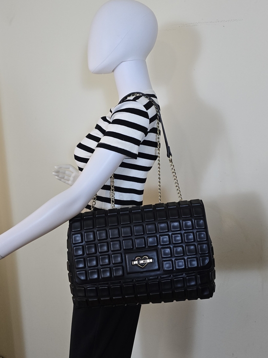Love Moschino Black Quilted Chain-Handle Shoulder Bag